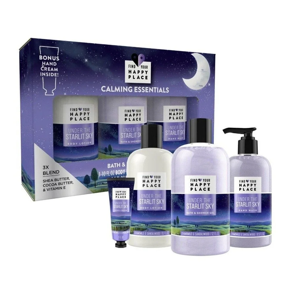 Under Starlit Sky Calming Essentials 4 pc Bath Body Set Find Your Happy Place